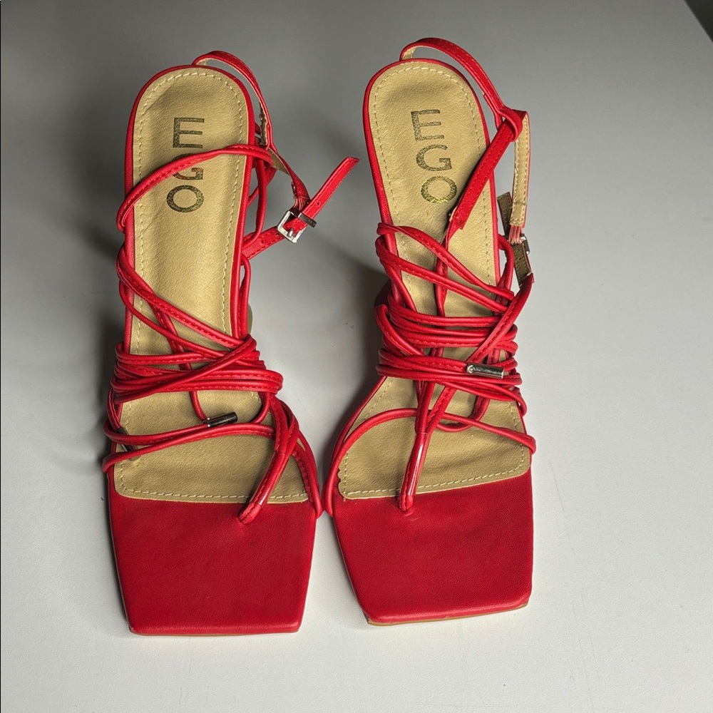 EGO Red Strappy Buckle Heels